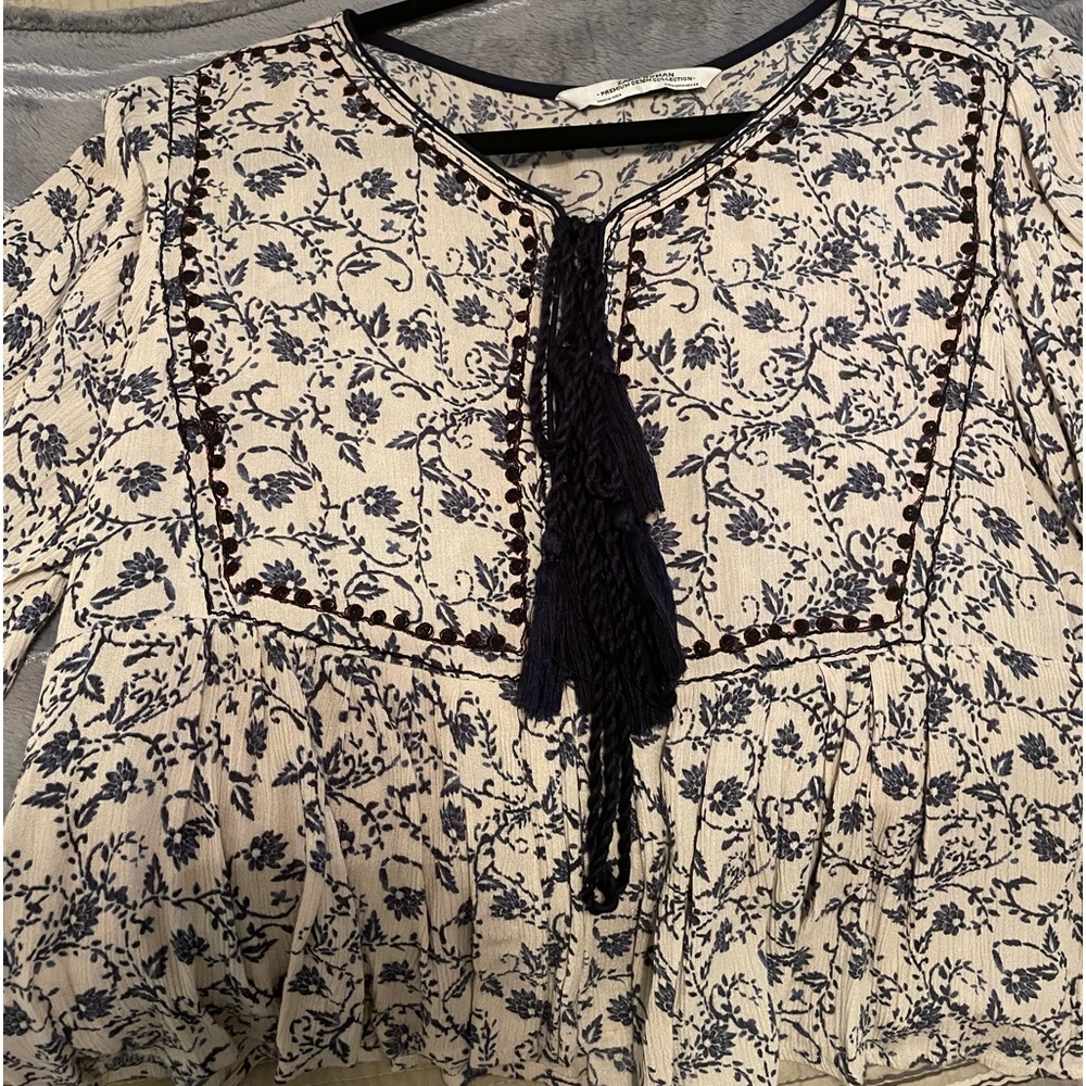 Zara shirt, loose blue and white